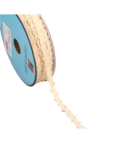 Bobine 25m serpentine festonnée 10mm ecru
