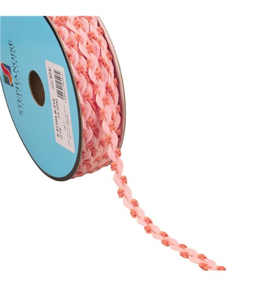 Bobine 25m serpentine festonnée 10mm rose