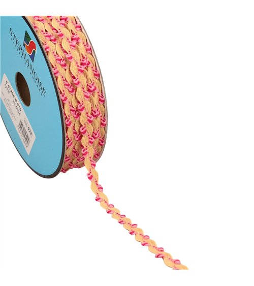 Bobine 25m serpentine festonnée 10mm rose