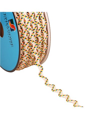 Bobine 25m serpentine multicolore 10mm beige