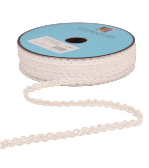 Bobine 25m galon croquet festonné 7mm blanc