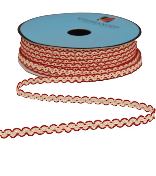 Bobine 25m galon croquet festonné 7mm rouge