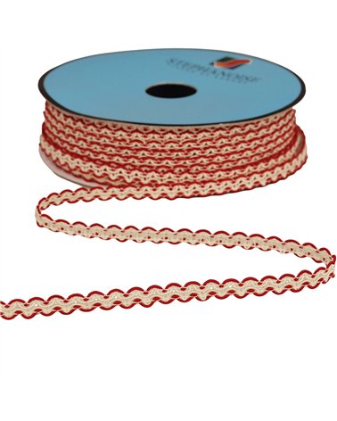 Bobine 25m galon croquet festonné 7mm rouge