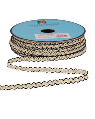 Bobina da 25 m di treccia croquet smerlata da 7 mm nera