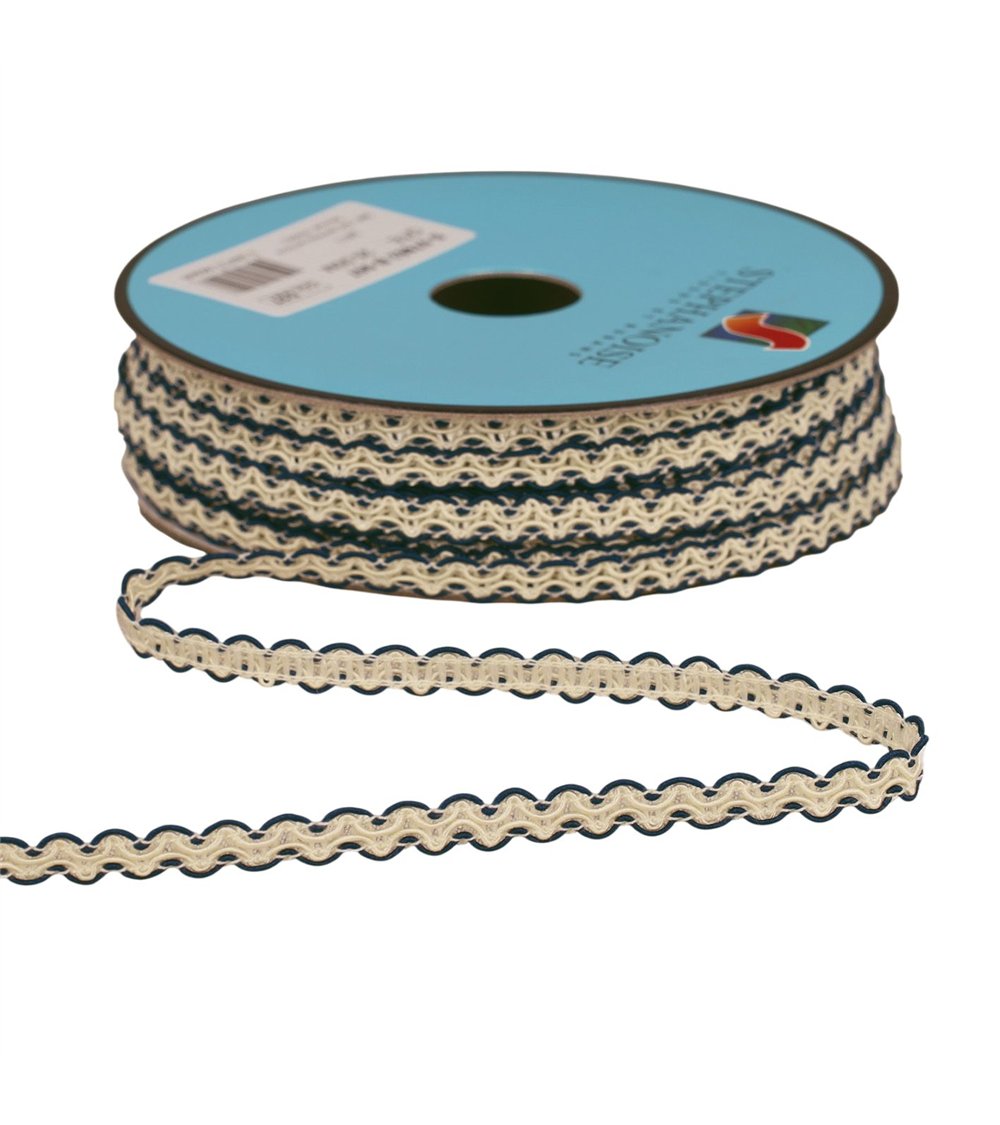 Bobine 25m galon croquet festonné 7mm bleu