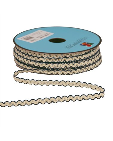 Bobine 25m galon croquet festonné 7mm bleu