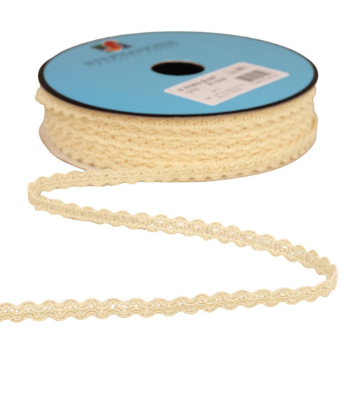 Bobina da 25 m di treccia croquet smerlata da 7 mm ecru