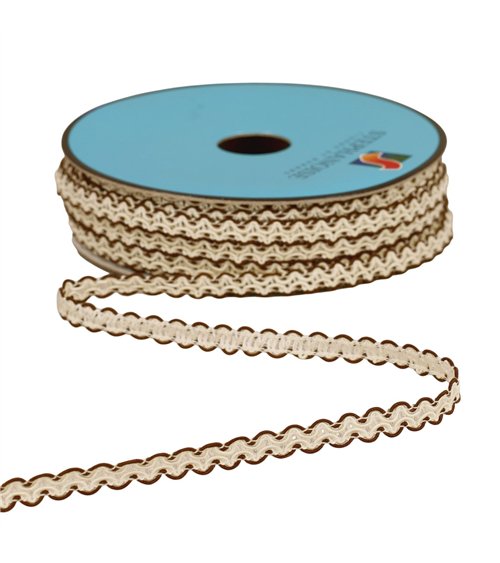 Bobine 25m galon croquet festonné 7mm marron