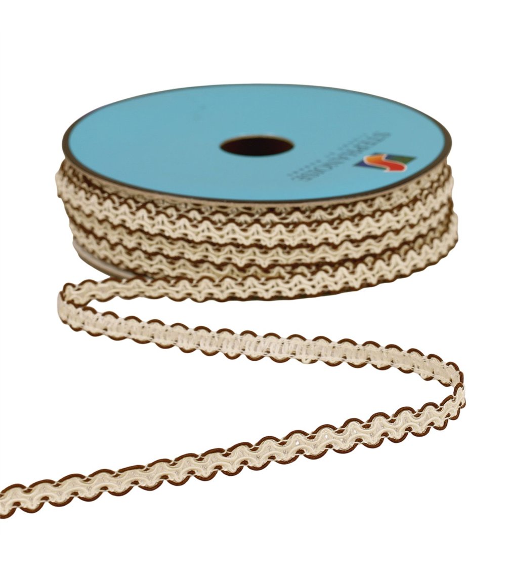 Bobine 25m galon croquet festonné 7mm marron