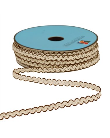 Bobine 25m galon croquet festonné 7mm marron