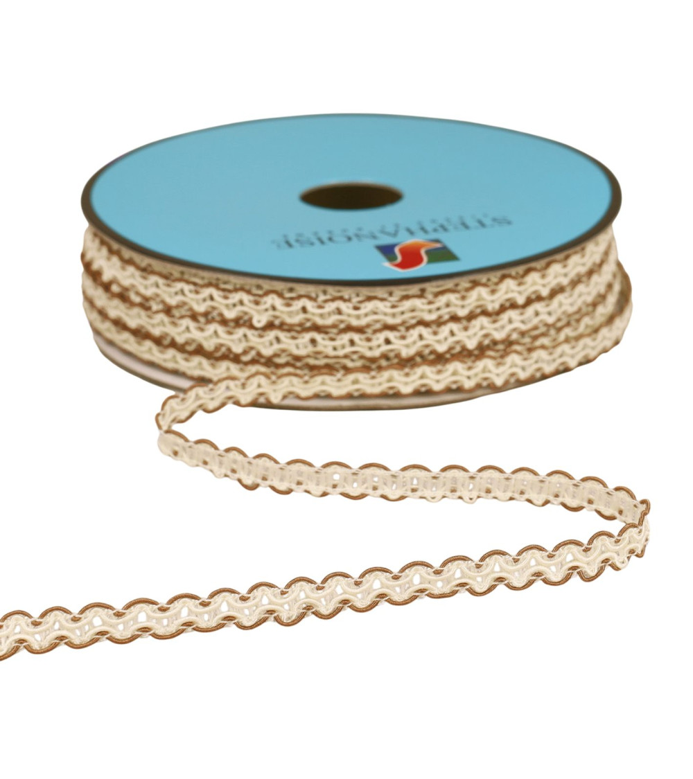 25m spool of scalloped croquet braid 7mm brown