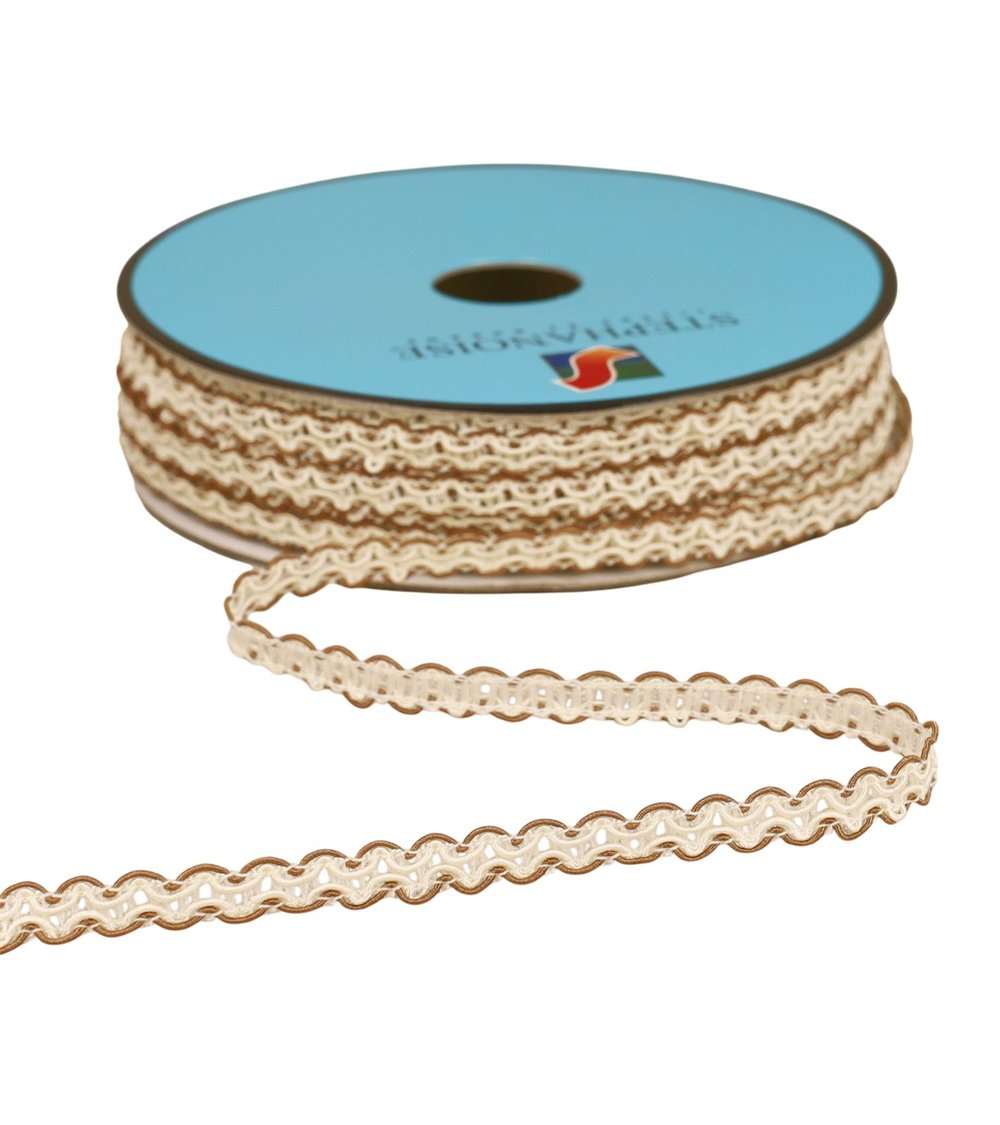 Bobine 25m galon croquet festonné 7mm marron