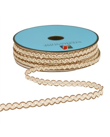 Bobine 25m galon croquet festonné 7mm marron