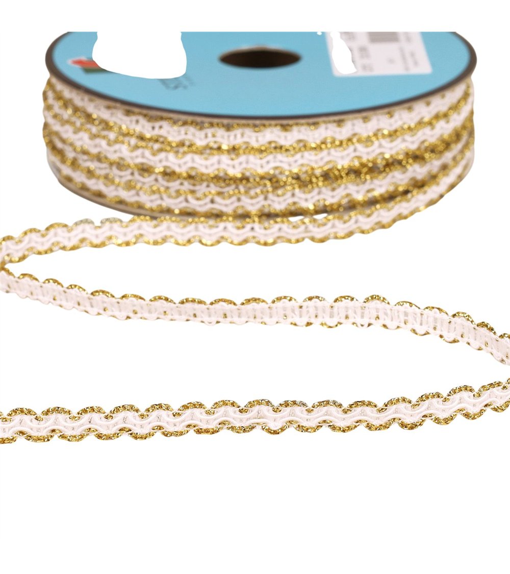 Bobine 25m galon croquet métallique 8mm blanc