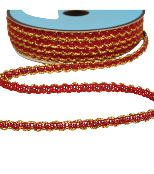 Bobine 25m galon croquet métallique 8mm rouge