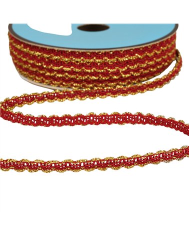 Bobine 25m galon croquet métallique 8mm rouge