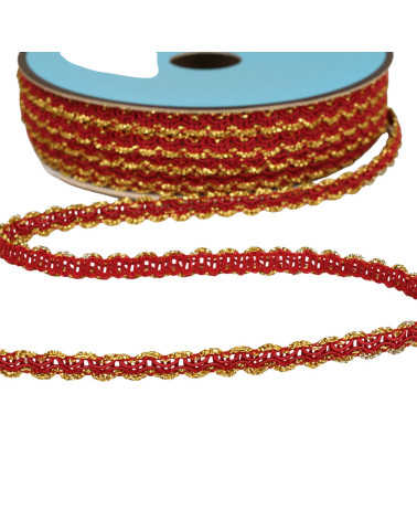 Carrete de 25m con trenza croquet metalizada 8mm rojo