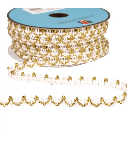 Bobine 25m galon bouclettes métalliques 10mm blanc