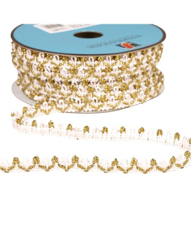 Bobine 25m galon bouclettes métalliques 10mm blanc