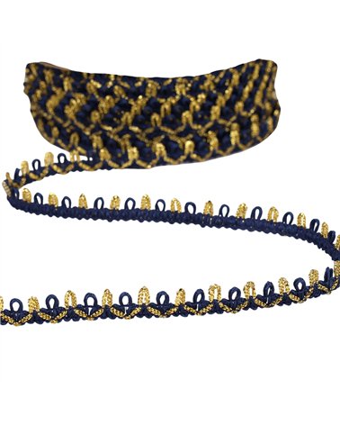 Bobine 25m galon bouclettes métalliques 10mm bleu