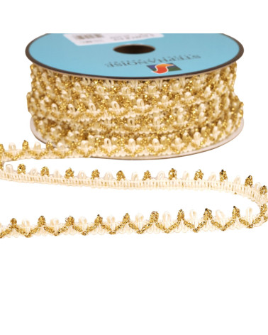 25-m-Spule aus Metallschlaufengeflecht, 10 mm, ecru