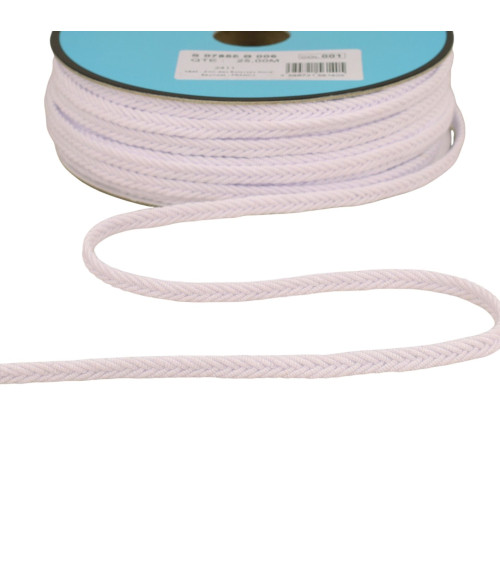 25m reel of 6mm white herringbone braid