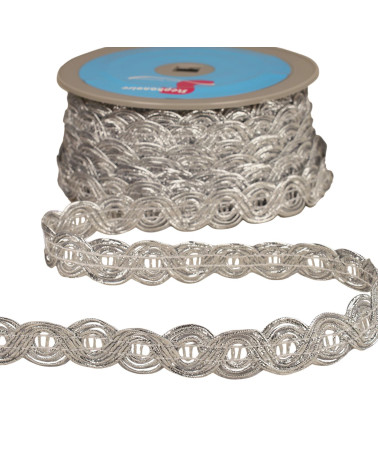 Carrete 25m doble metal onda trenza 20mm plata