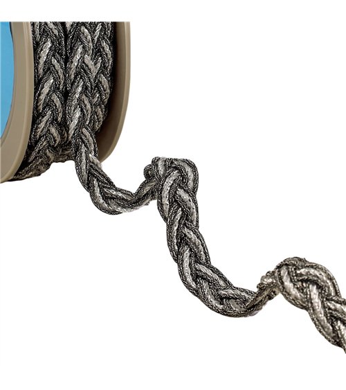 Bobine 10m galon tresse métallique 3 brins 15mm argent