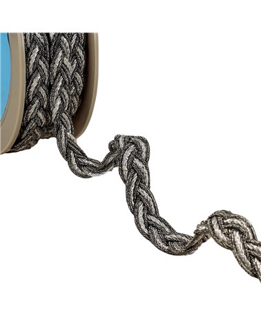 Bobine 10m galon tresse métallique 3 brins 15mm argent