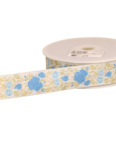 Bobina 18m de trenza jacquard rosa 33mm azul