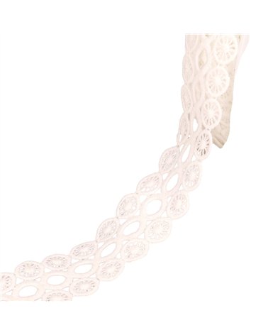 Bobine 17,7m guipure cercles 3 rangs 40mm blanc