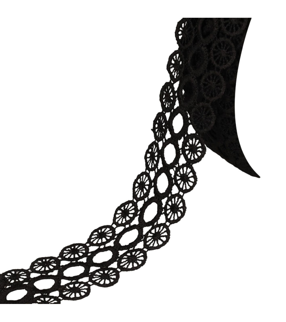 Spool 17.7m guipure circles 3 rows 40mm black