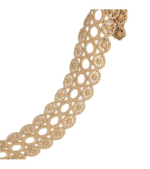 Bobine 17,7m guipure cercles 3 rangs 40mm beige
