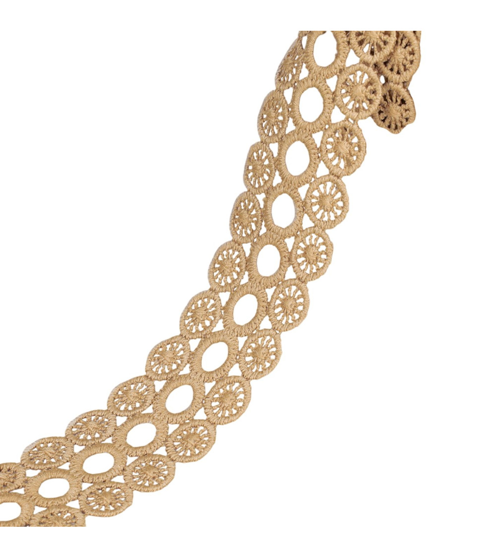 Spule 17,7 m Guipure-Kreise 3 Reihen 40 mm beige