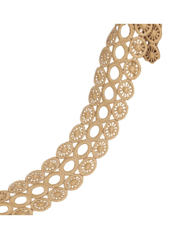 Bobina da 17,7 m di cerchi di guipure 3 file da 40 mm beige
