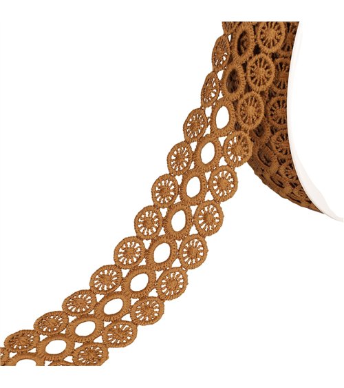 Bobine 17,7m guipure cercles 3 rangs 40mm beige
