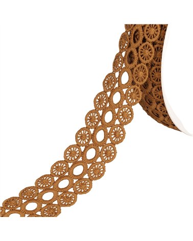 Bobine 17,7m guipure cercles 3 rangs 40mm beige