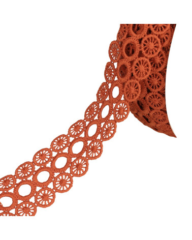 Bobina 17,7m círculos guipur 3 hileras 40mm naranja