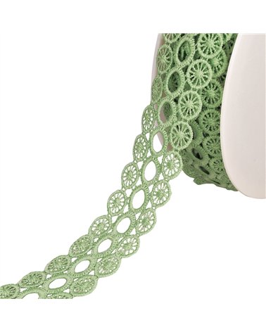 Bobine 17,7m guipure cercles 3 rangs 40mm vert