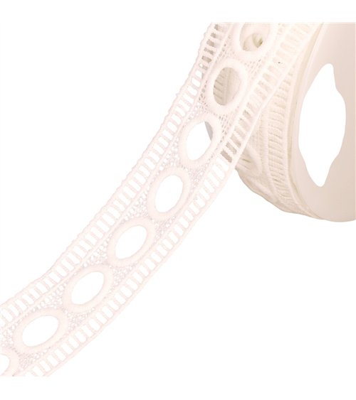 Bobine 17,7m guipure passe rubans 45mm blanc