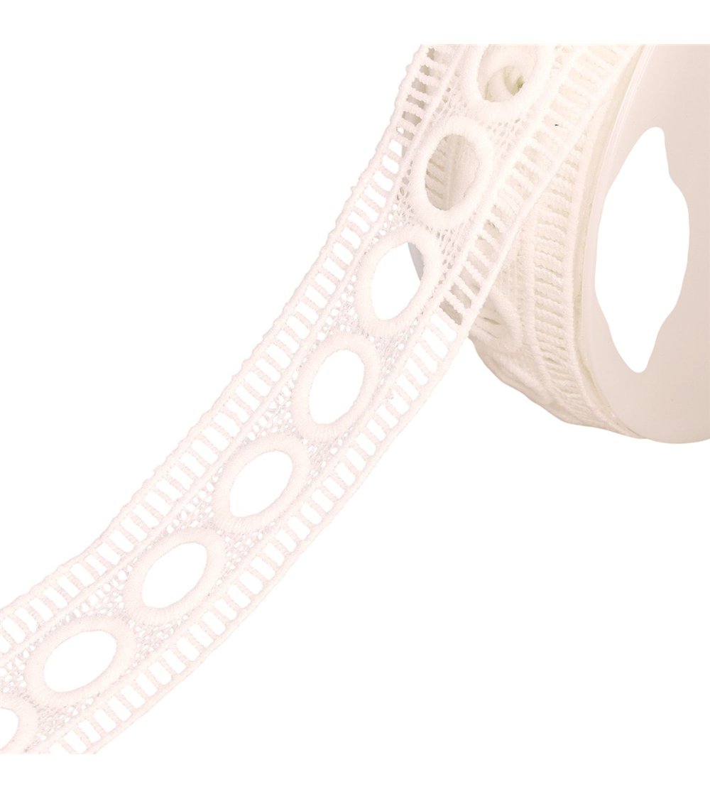 Bobine 17,7m guipure passe rubans 45mm blanc