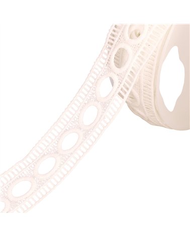 Bobine 17,7m guipure passe rubans 45mm blanc
