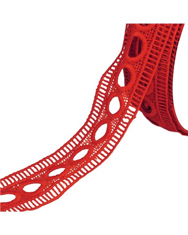 Bobine 17,7m guipure passe rubans 45mm rouge