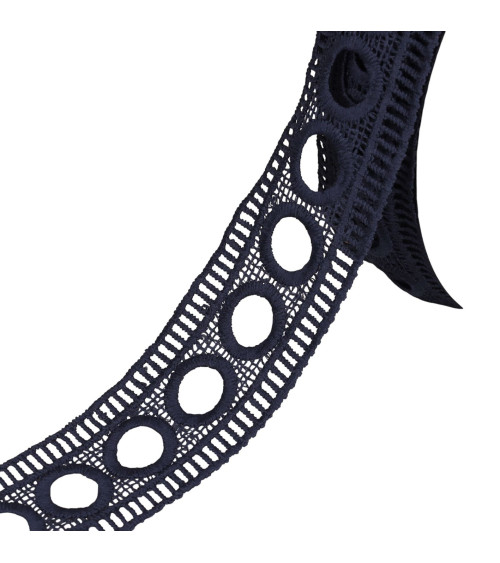 Bobina da 17,7 m di nastro guipure passo 45 mm blu