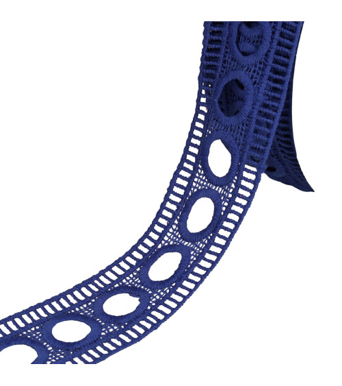 Spule 17,7 m Guipure-Bandpass 45 mm blau