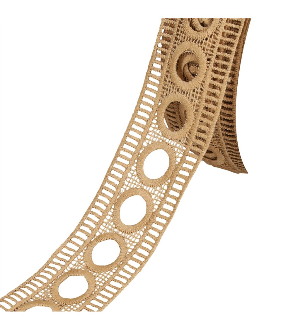 Bobine 17,7m guipure passe rubans 45mm beige