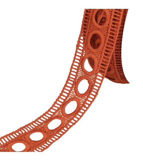 Reel 17.7m guipure ribbon pass 45mm orange