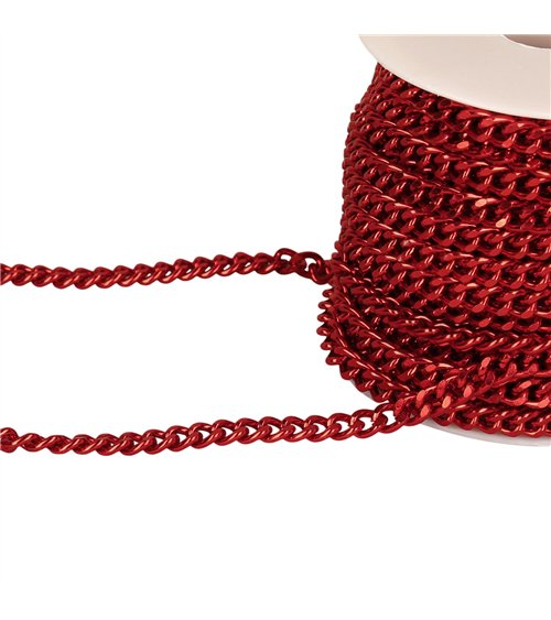 Bobine 15m chaîne aluminium 7mm rouge