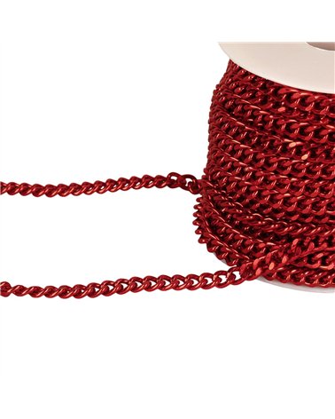 Bobine 15m chaîne aluminium 7mm rouge