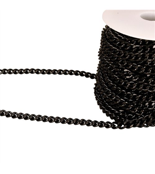 Bobine 15m chaîne aluminium 7mm noir